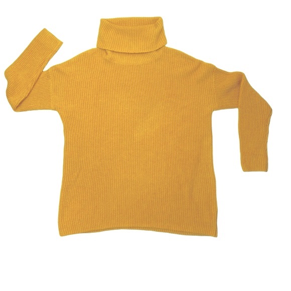 Halogen Mustard Yellow Chunky Turtleneck Sweater Women's Medium - Picture 5 of 10